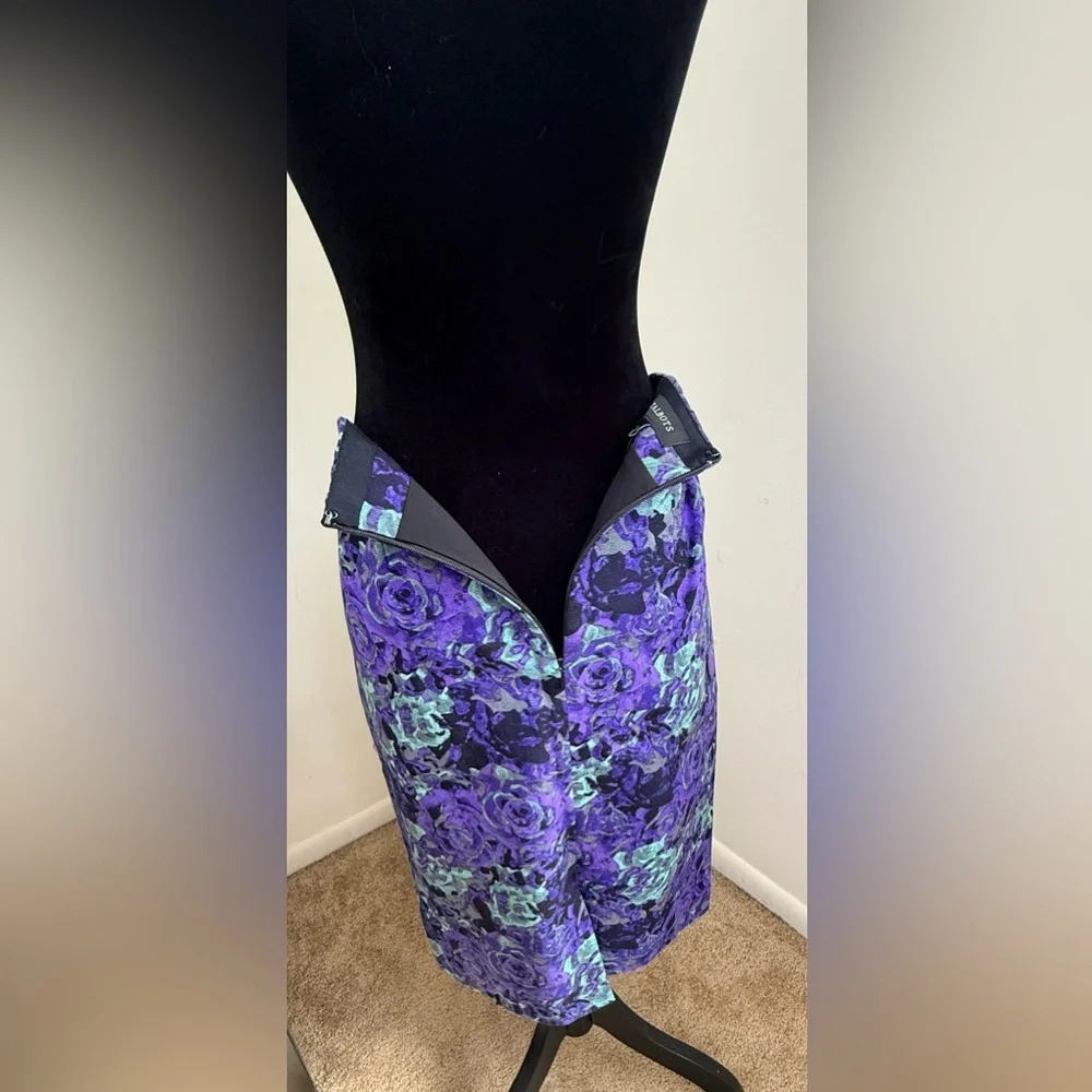 NWT Talbots Rose floral Purple mint green knee length preppy classic skirt 4
